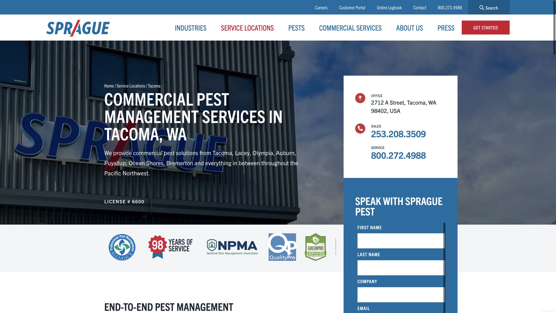 Pest Control Company Sprague Pest Solutions